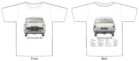 Ford Zodiac MkII 1959-62 T-shirt Front & Back